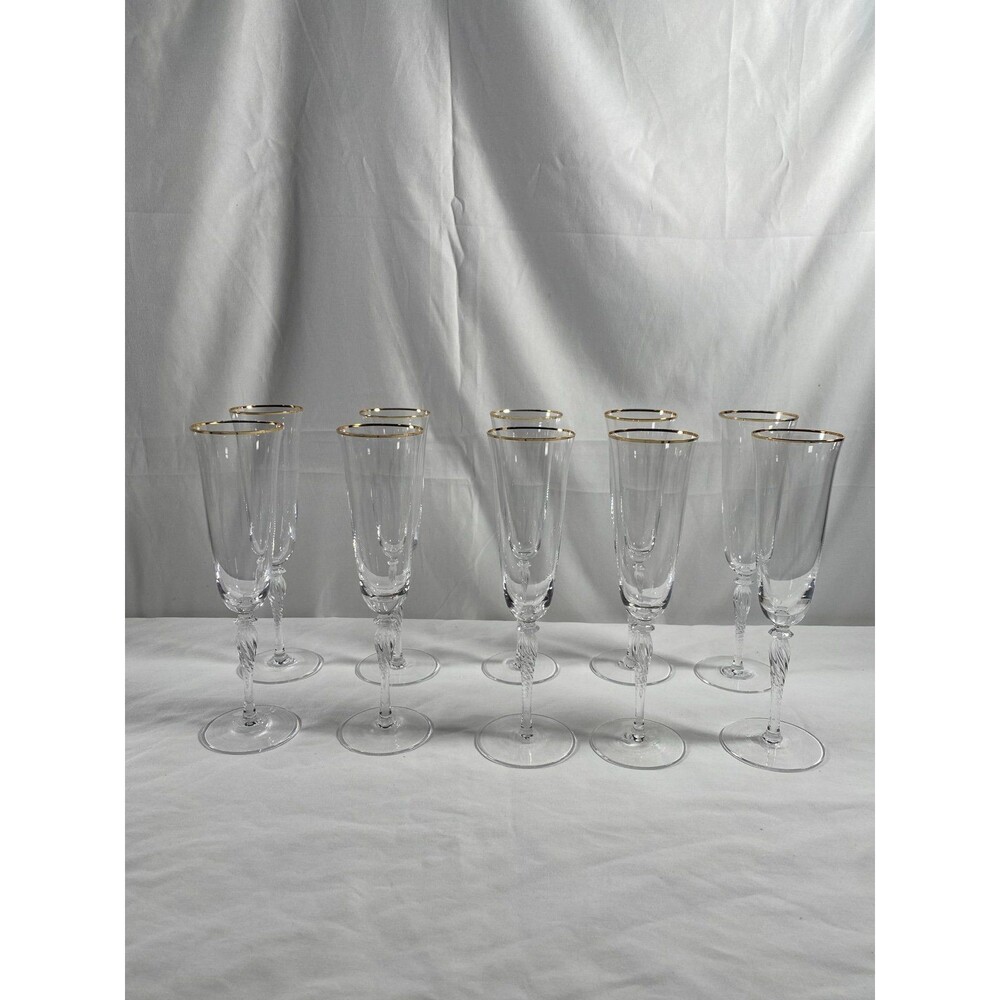Lot of 4Vintage Sasaki Renaissance Gold Champagne Flute Glass Made in Japan